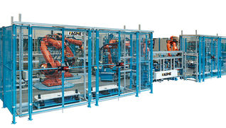 AGME Automated assembly line for suspension arms.