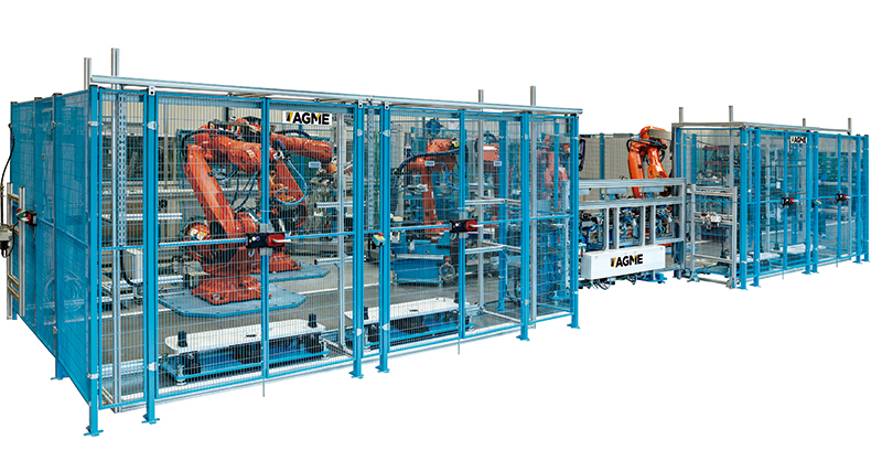 Automated assembly line for suspension arms.