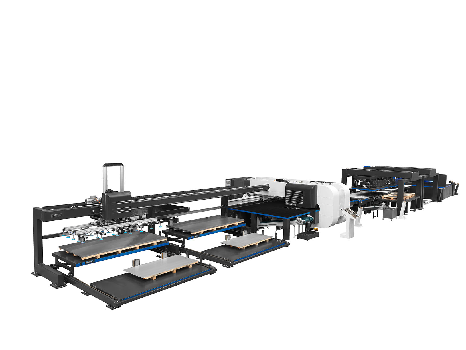 Lines for processing sheet (folding, automatic loading and unloading, etc) FMS